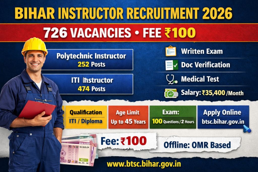Bihar Instructor Recruitment 2026