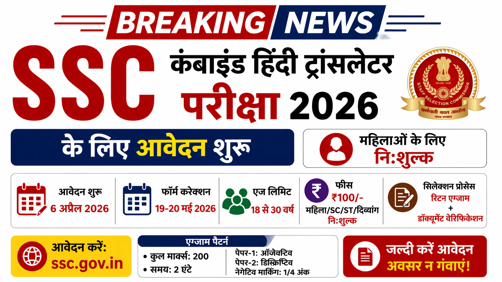 SSC Hindi Translator Bharti 2026