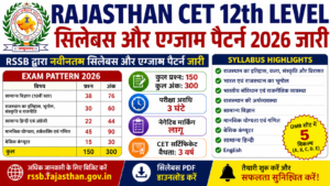 Rajasthan CET 12th Level Syllabus 2026