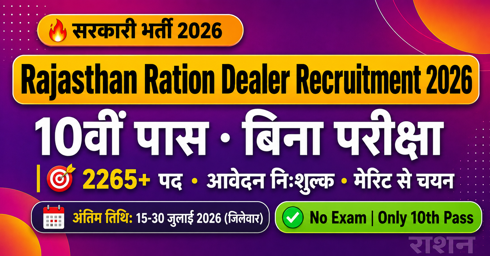 Rajasthan Ration Dealer Recruitment 2026