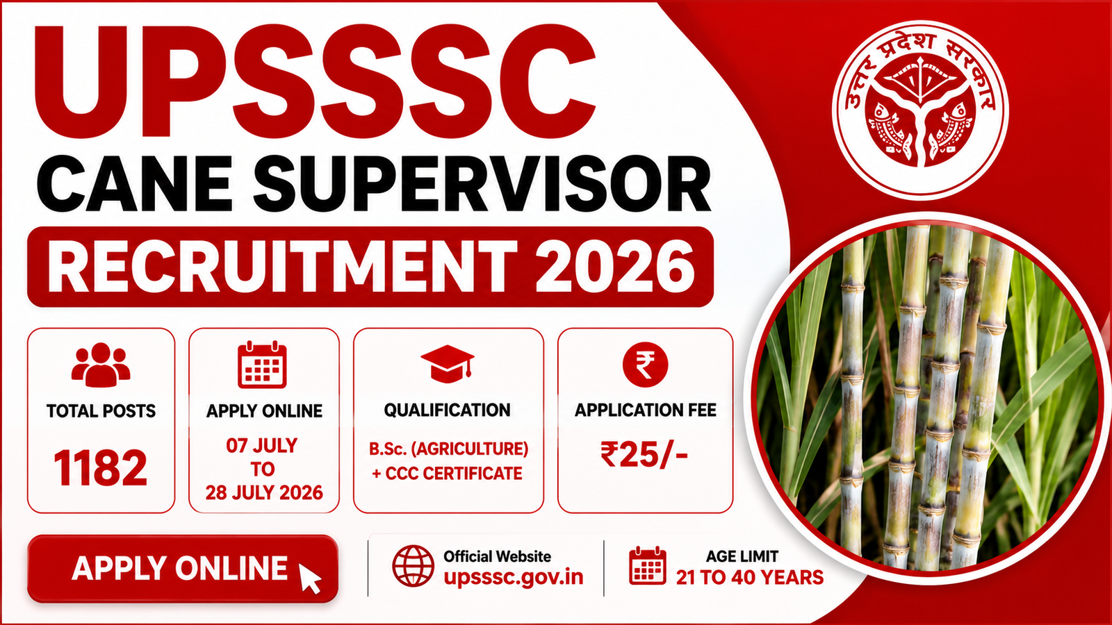 UPSSSC Cane Supervisor Recruitment 2026
