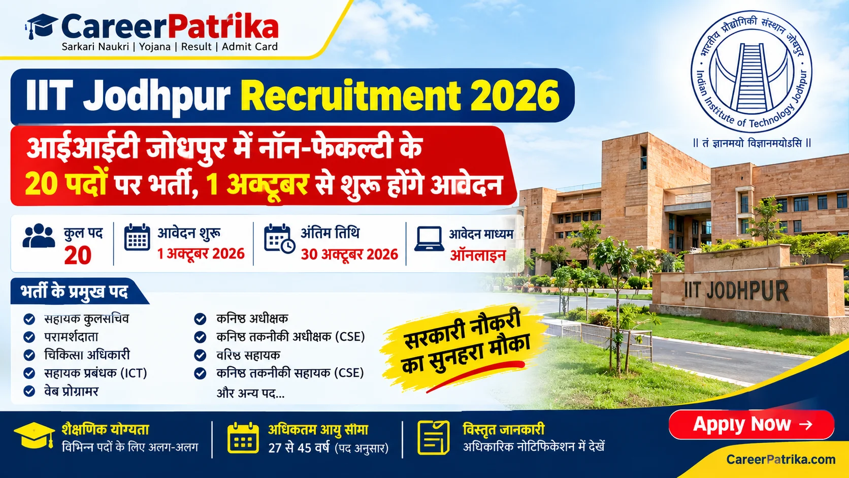 IIT Jodhpur Recruitment 2026